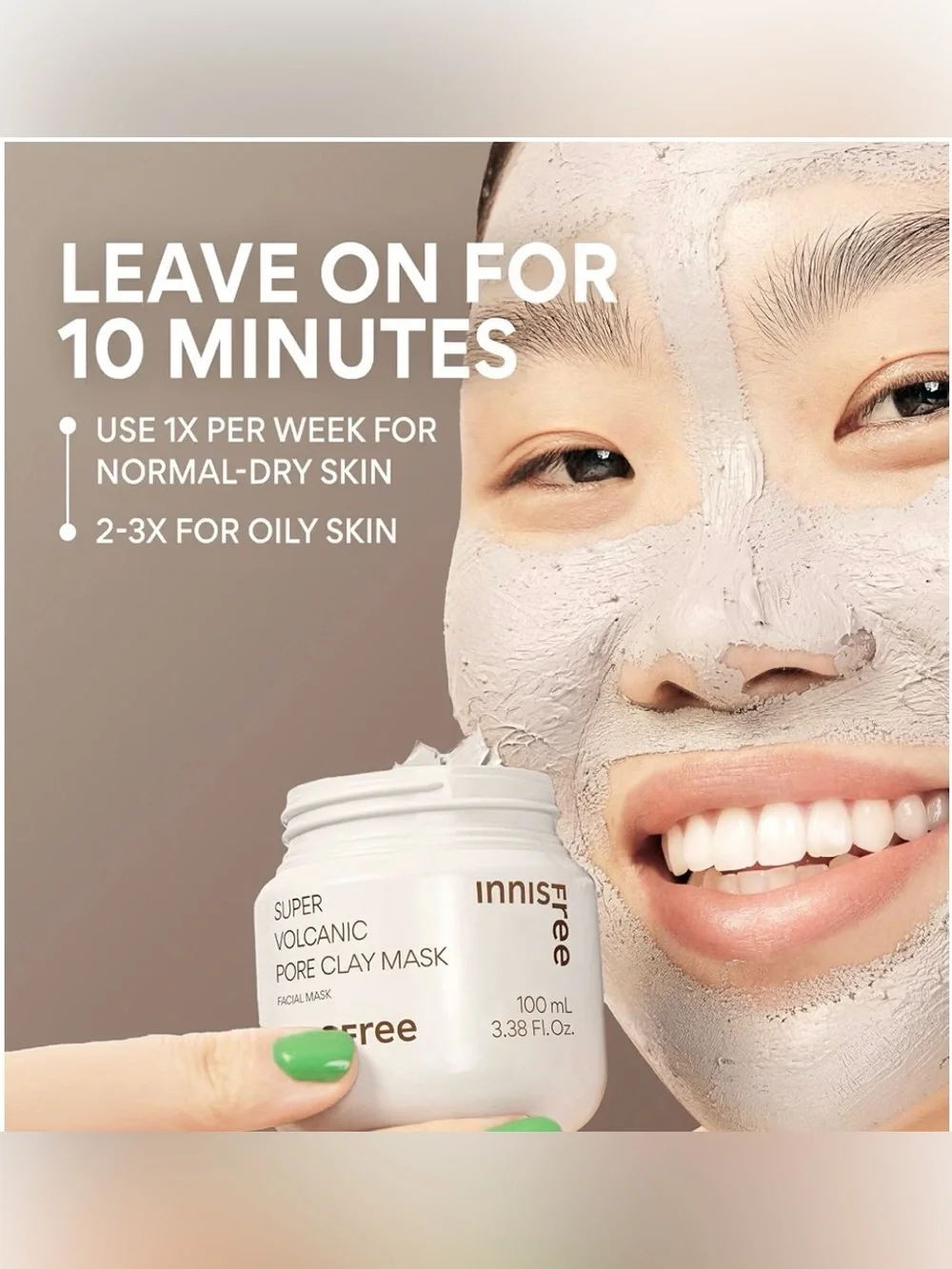 🩶 Innisfree Super Volcanic Pore Clay Mask Volcanic Clusters + AHA • 100mL / 3.38